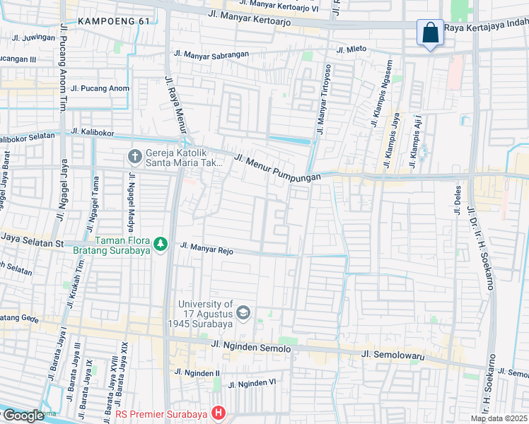 map of restaurants, bars, coffee shops, grocery stores, and more near 4 Jalan Manyar Kartika in Kota Surabaya
