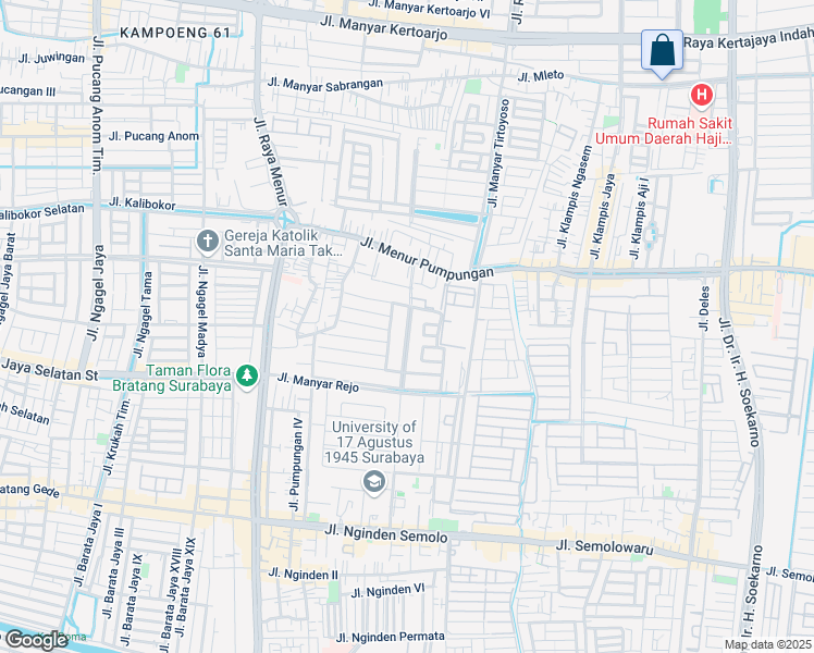 map of restaurants, bars, coffee shops, grocery stores, and more near 4-5 Jalan Manyar Kartika in Kota Surabaya