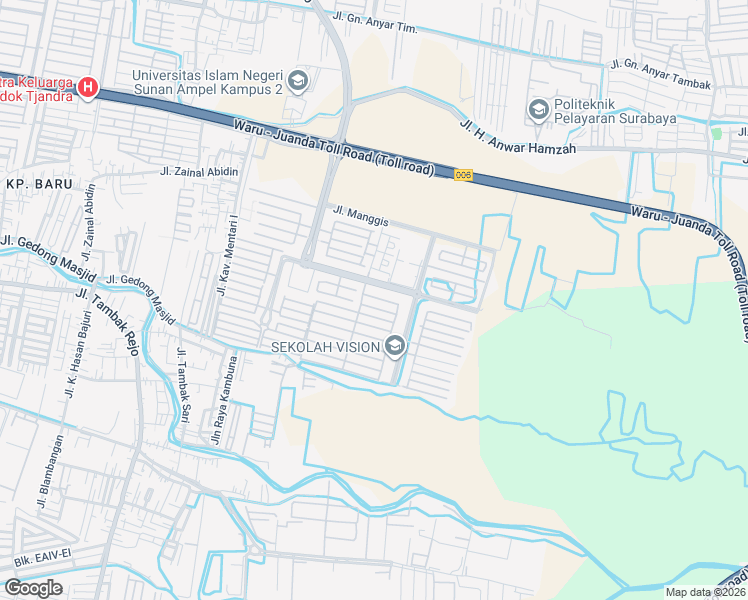 map of restaurants, bars, coffee shops, grocery stores, and more near no 207A Jalan Nanas I in Kabupaten Sidoarjo