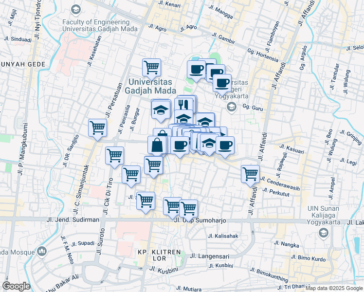 map of restaurants, bars, coffee shops, grocery stores, and more near Jalan Sabo in Kabupaten Sleman