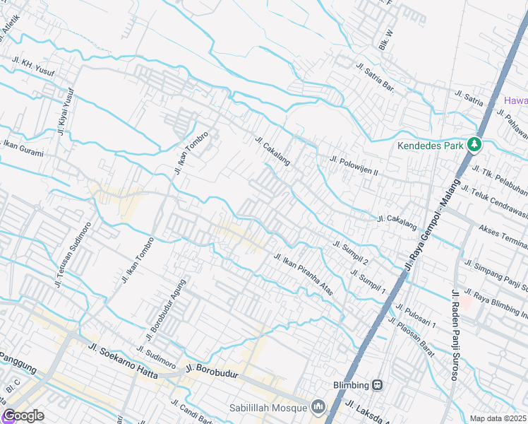 map of restaurants, bars, coffee shops, grocery stores, and more near Jalan Ikan Sepat III in Kota Malang