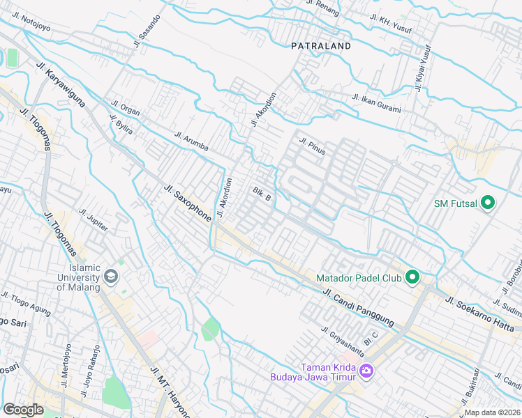 map of restaurants, bars, coffee shops, grocery stores, and more near Jalan Puncak Borobudur in Kota Malang