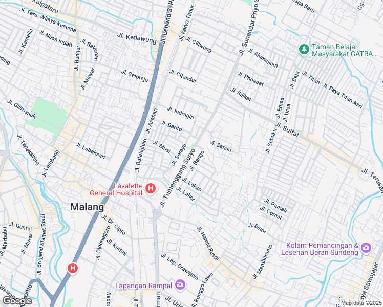 map of restaurants, bars, coffee shops, grocery stores, and more near 50 Jalan Raden Tumenggung Suryo in Kota Malang