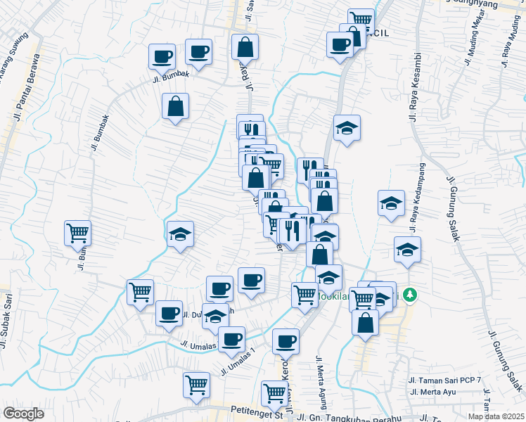 map of restaurants, bars, coffee shops, grocery stores, and more near 8 Gang Nata in Kabupaten Badung