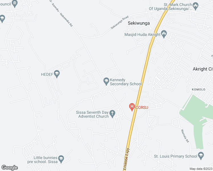 map of restaurants, bars, coffee shops, grocery stores, and more near Entebbe Road - Kawuku - Nakawuka Road in Wakiso