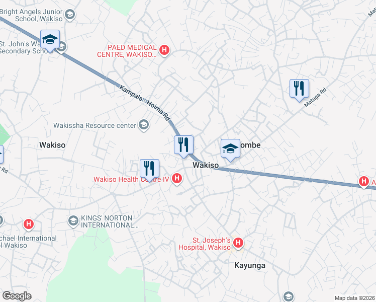 map of restaurants, bars, coffee shops, grocery stores, and more near in Kampala