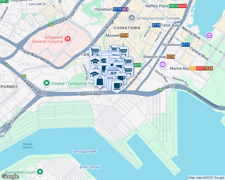 map of restaurants, bars, coffee shops, grocery stores, and more near in Singapore