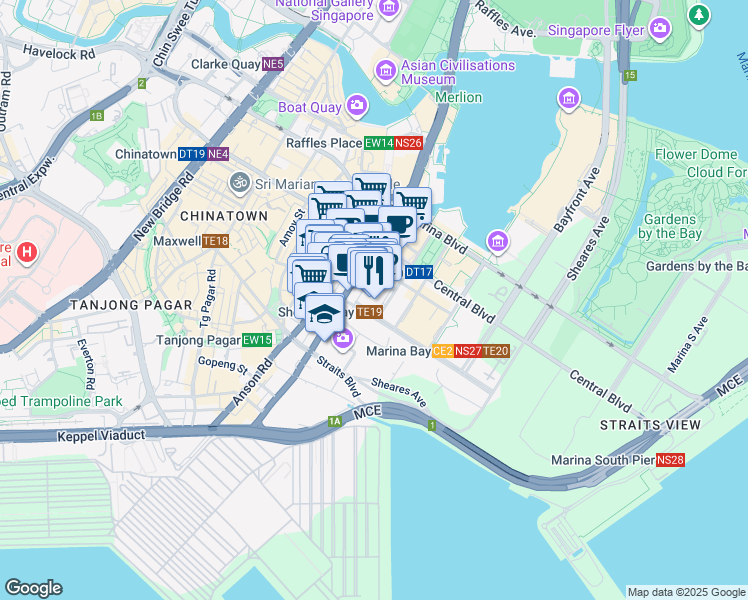 map of restaurants, bars, coffee shops, grocery stores, and more near in Singapore