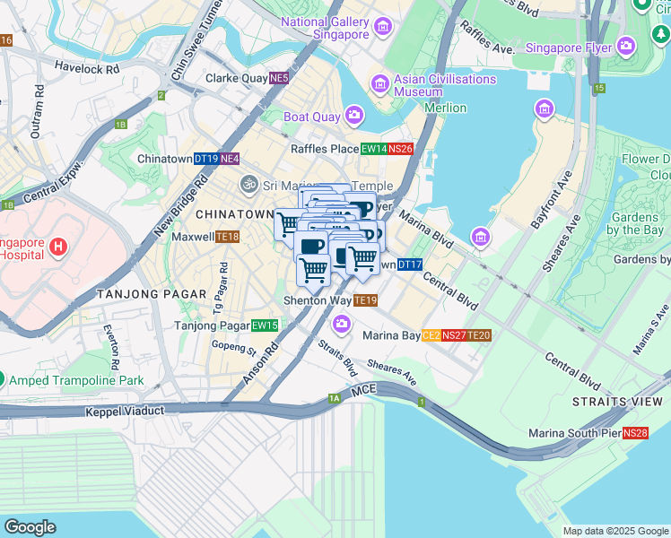 map of restaurants, bars, coffee shops, grocery stores, and more near in Singapore
