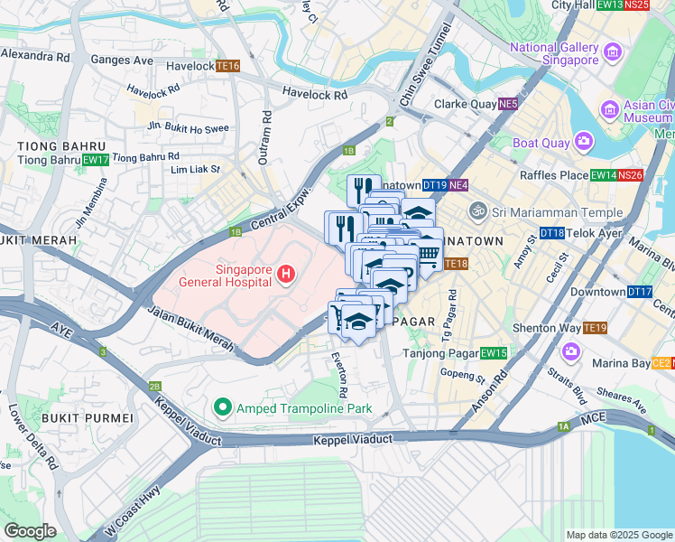 map of restaurants, bars, coffee shops, grocery stores, and more near in Singapore