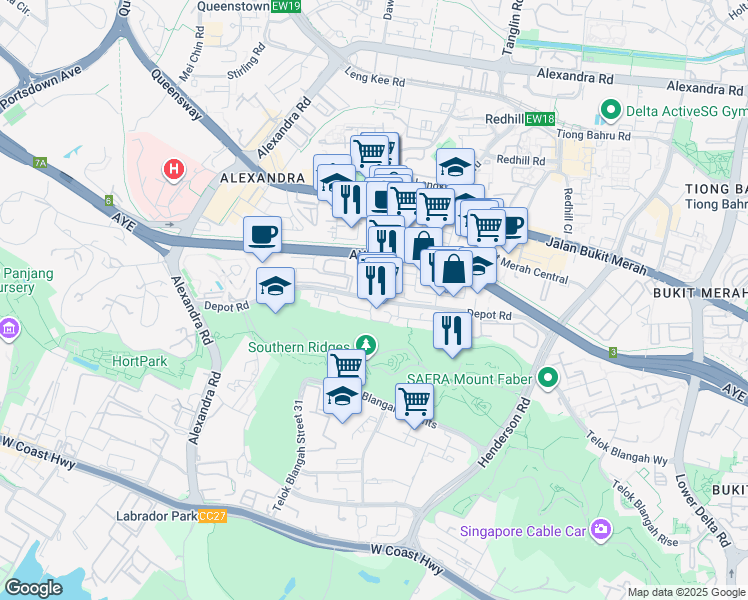 map of restaurants, bars, coffee shops, grocery stores, and more near in Singapore