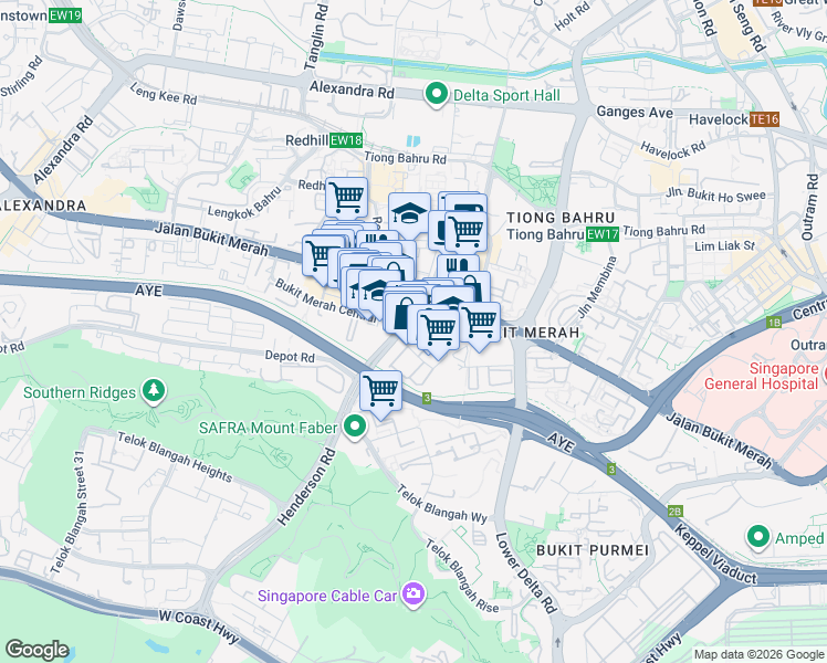 map of restaurants, bars, coffee shops, grocery stores, and more near in Singapore
