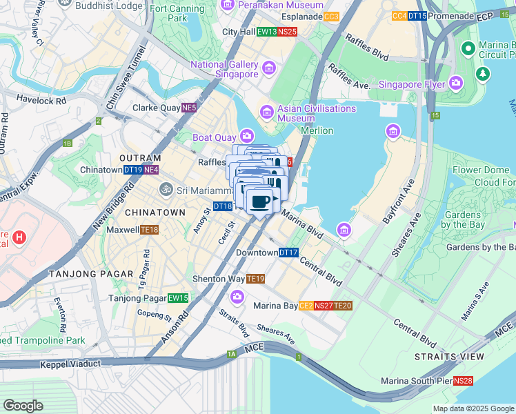 map of restaurants, bars, coffee shops, grocery stores, and more near in Singapore