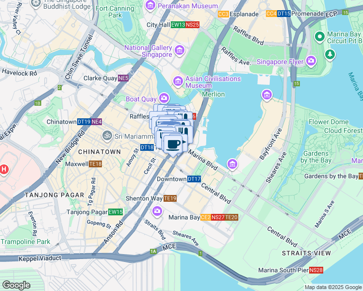 map of restaurants, bars, coffee shops, grocery stores, and more near in Singapore