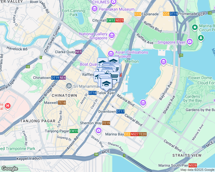 map of restaurants, bars, coffee shops, grocery stores, and more near in Singapore