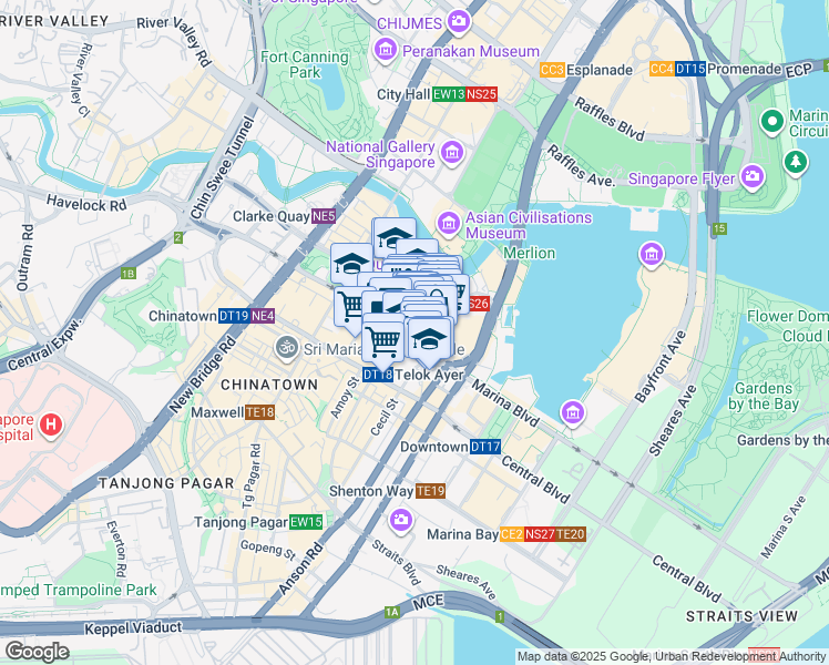 map of restaurants, bars, coffee shops, grocery stores, and more near in Singapore