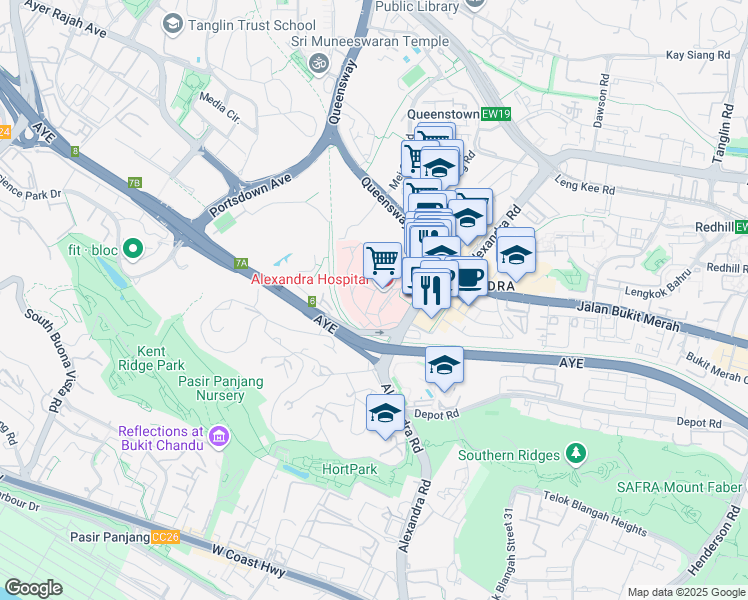 map of restaurants, bars, coffee shops, grocery stores, and more near in Singapore