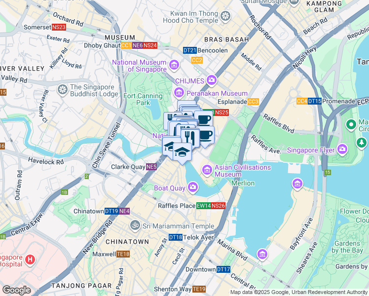 map of restaurants, bars, coffee shops, grocery stores, and more near in Singapore