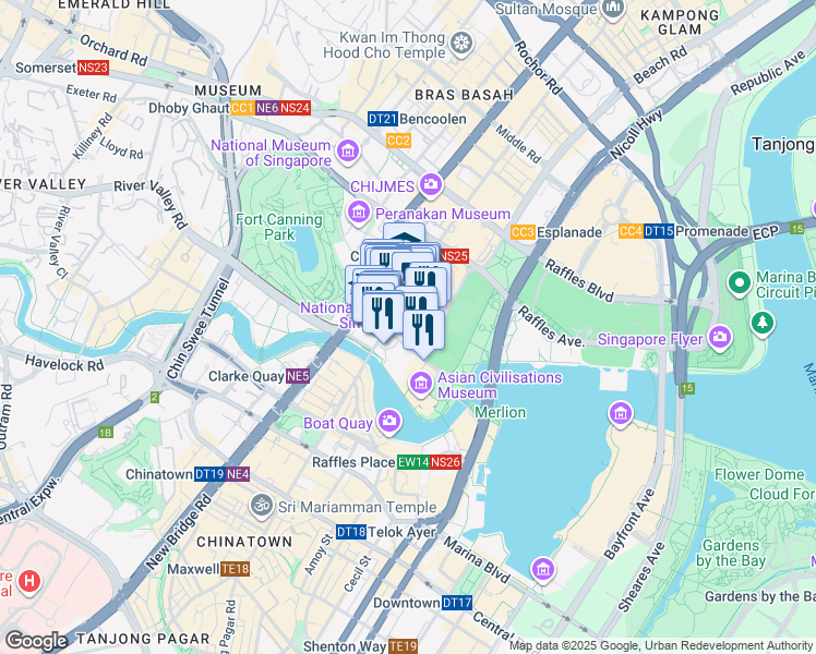 map of restaurants, bars, coffee shops, grocery stores, and more near in Singapore