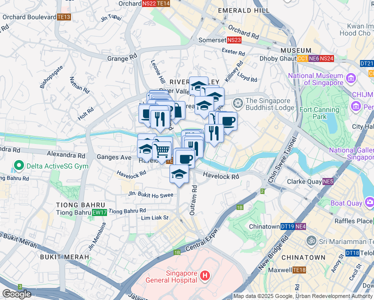 map of restaurants, bars, coffee shops, grocery stores, and more near in Singapore