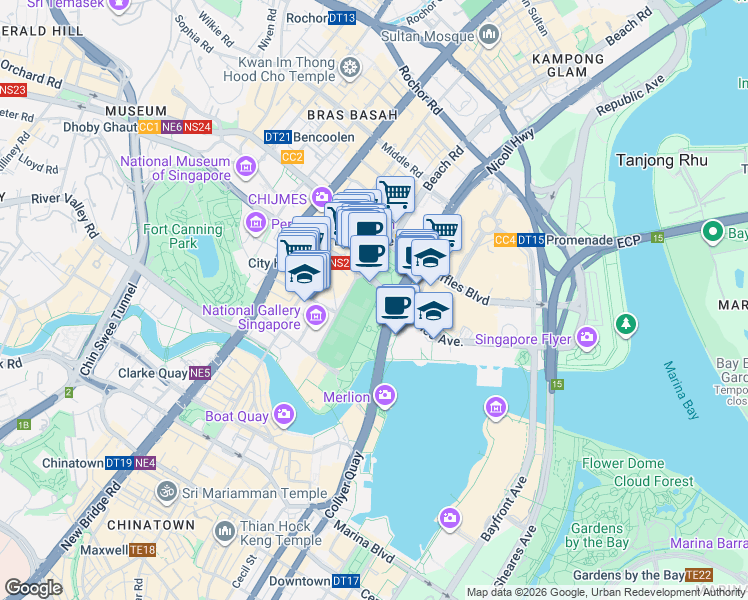 map of restaurants, bars, coffee shops, grocery stores, and more near in Singapore
