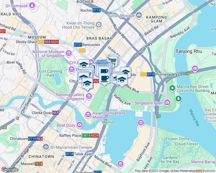 map of restaurants, bars, coffee shops, grocery stores, and more near  in Singapore