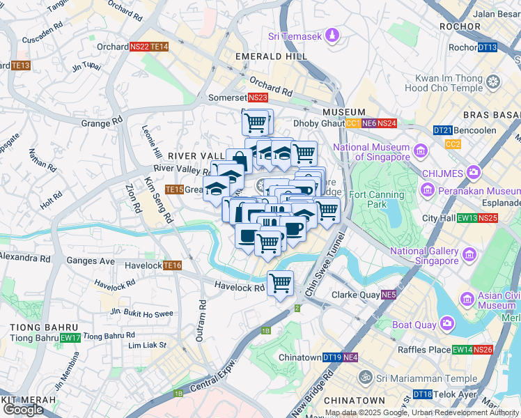 map of restaurants, bars, coffee shops, grocery stores, and more near in Singapore