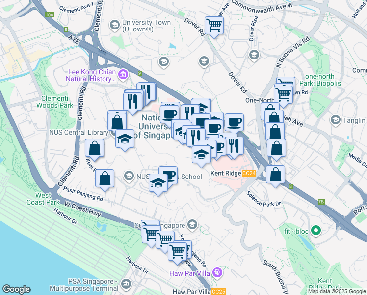 map of restaurants, bars, coffee shops, grocery stores, and more near in Singapore