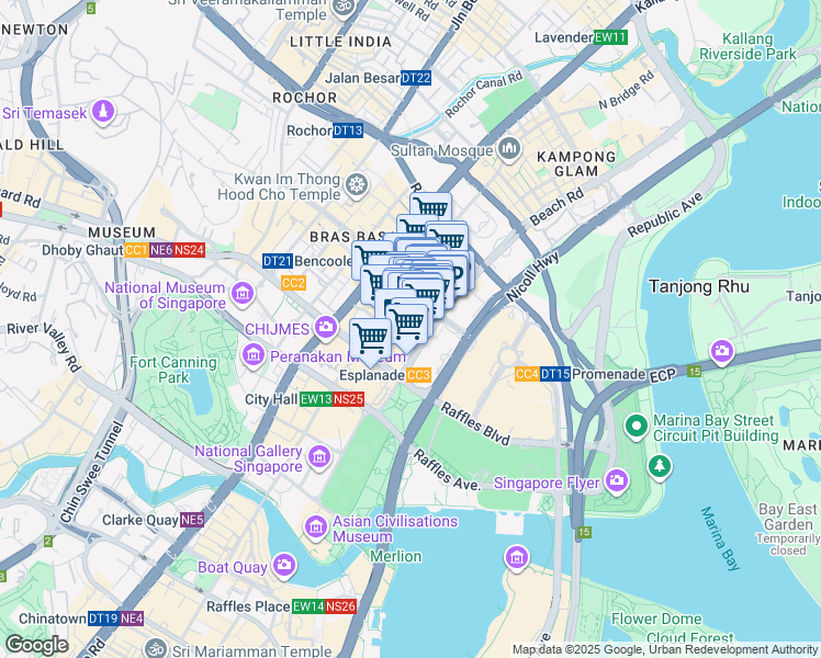 map of restaurants, bars, coffee shops, grocery stores, and more near in Singapore