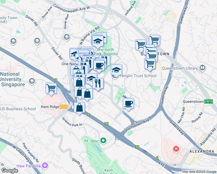 map of restaurants, bars, coffee shops, grocery stores, and more near in Singapore