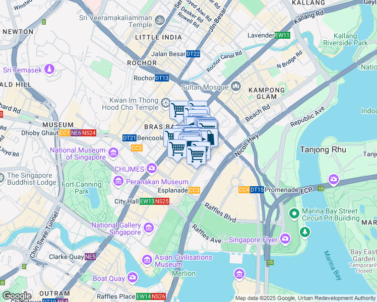 map of restaurants, bars, coffee shops, grocery stores, and more near in Singapore