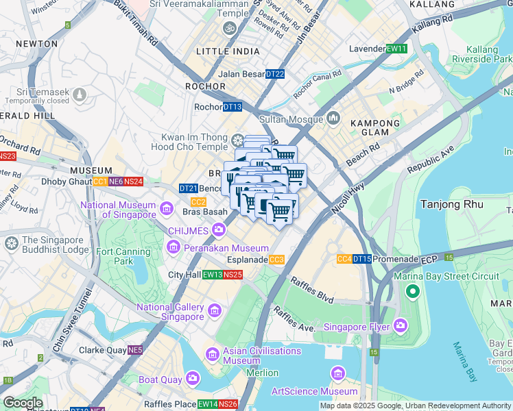map of restaurants, bars, coffee shops, grocery stores, and more near in Singapore