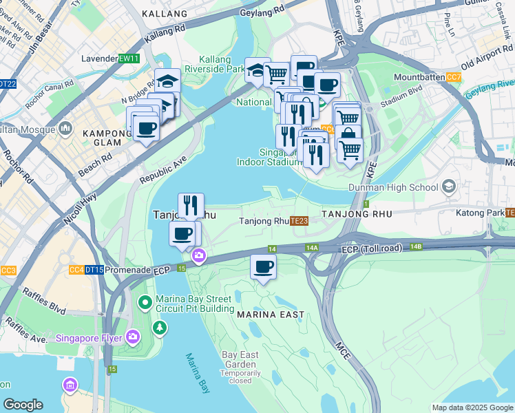 map of restaurants, bars, coffee shops, grocery stores, and more near in Singapore