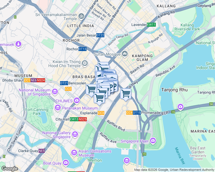 map of restaurants, bars, coffee shops, grocery stores, and more near in Singapore