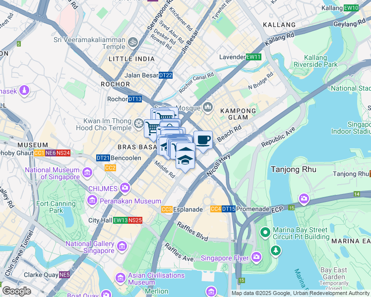 map of restaurants, bars, coffee shops, grocery stores, and more near in Singapore