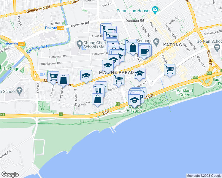 map of restaurants, bars, coffee shops, grocery stores, and more near in Singapore