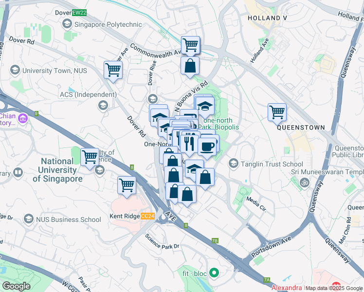 map of restaurants, bars, coffee shops, grocery stores, and more near in Singapore
