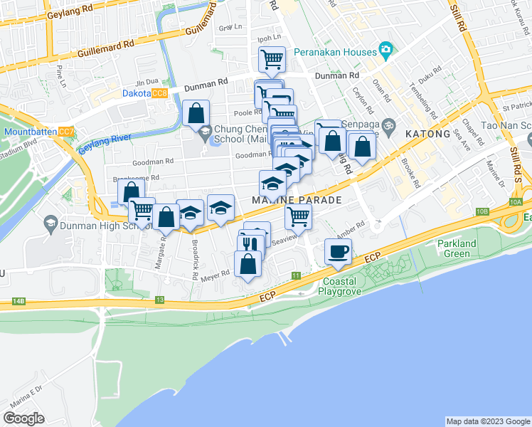 map of restaurants, bars, coffee shops, grocery stores, and more near in Singapore
