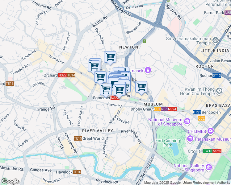 map of restaurants, bars, coffee shops, grocery stores, and more near in Singapore