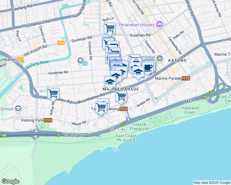 map of restaurants, bars, coffee shops, grocery stores, and more near in Singapore