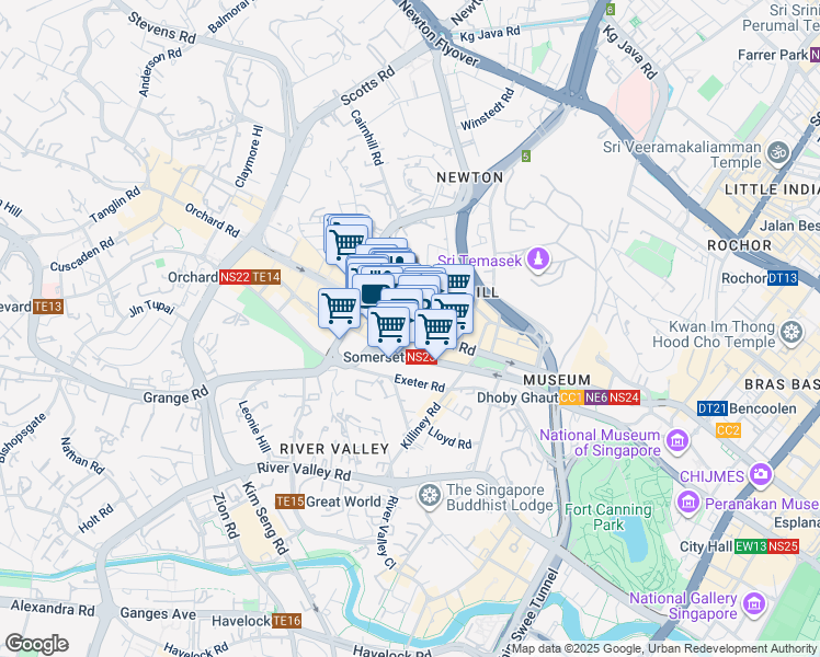 map of restaurants, bars, coffee shops, grocery stores, and more near in Singapore