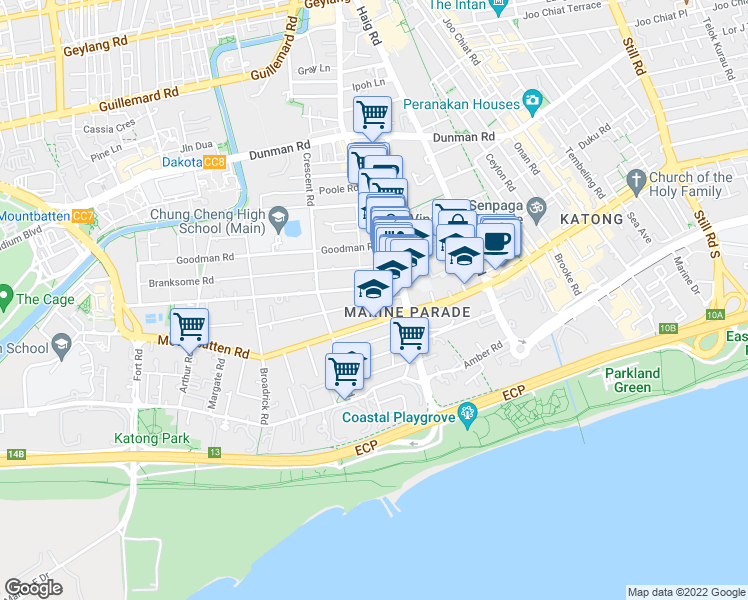 map of restaurants, bars, coffee shops, grocery stores, and more near in Singapore