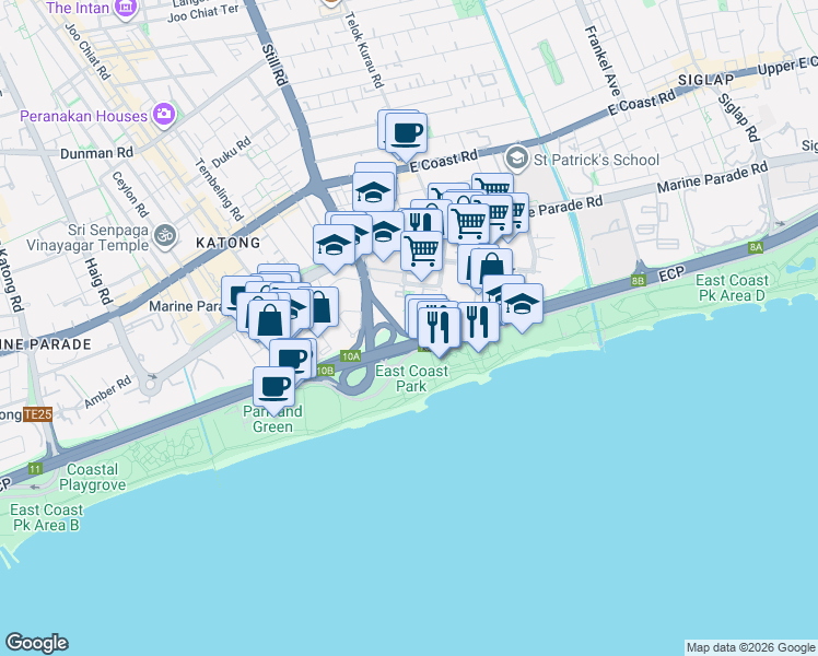map of restaurants, bars, coffee shops, grocery stores, and more near in Singapore