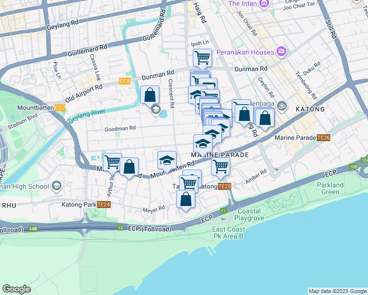 map of restaurants, bars, coffee shops, grocery stores, and more near in Singapore