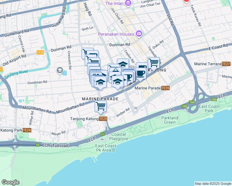 map of restaurants, bars, coffee shops, grocery stores, and more near in Singapore