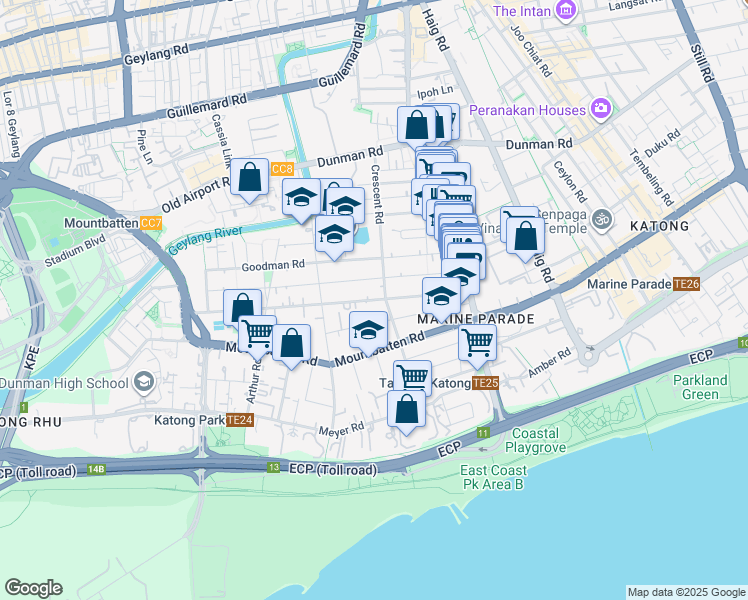 map of restaurants, bars, coffee shops, grocery stores, and more near in Singapore