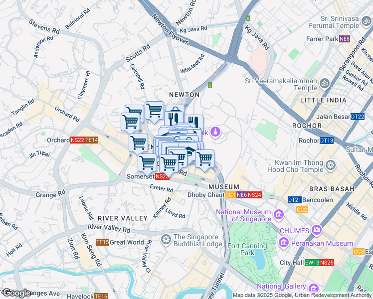 map of restaurants, bars, coffee shops, grocery stores, and more near in Singapore