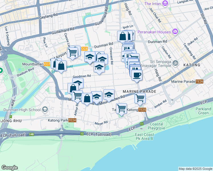 map of restaurants, bars, coffee shops, grocery stores, and more near in Singapore