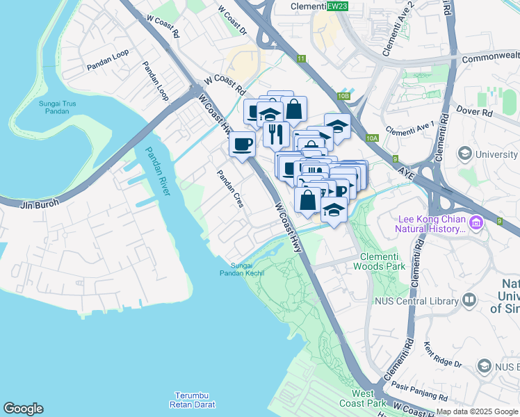 map of restaurants, bars, coffee shops, grocery stores, and more near in Singapore