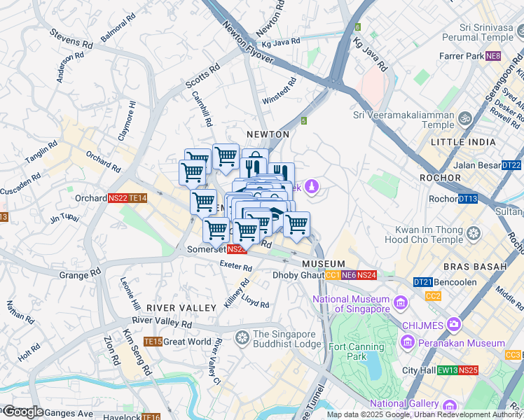 map of restaurants, bars, coffee shops, grocery stores, and more near in Singapore